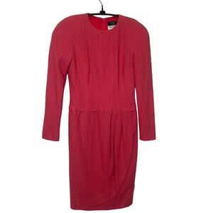 Vintage 1980’s Carolina Herrera for Bergdorf Pink Wool Dress Sz 4 Pink Zip Close